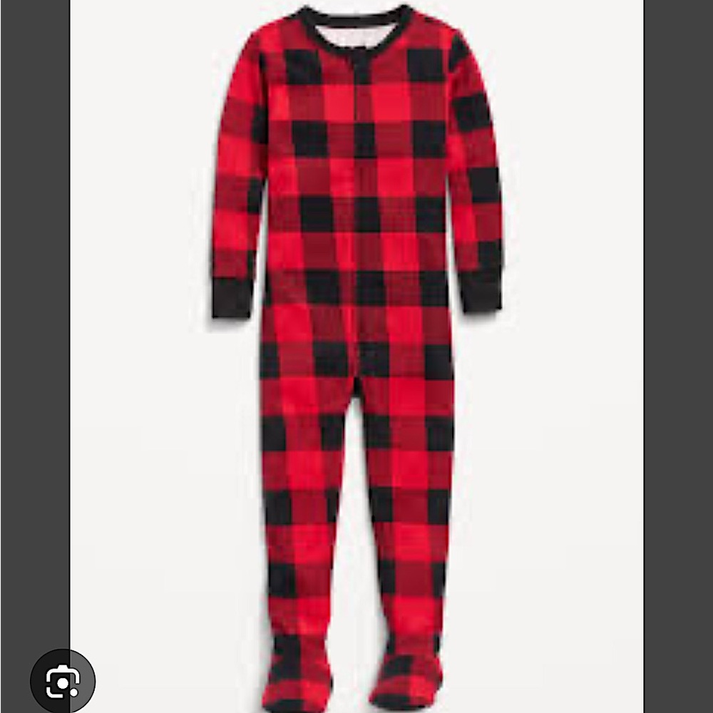 Unisex 3T Old Navy Buffalo Plaid footed PJs